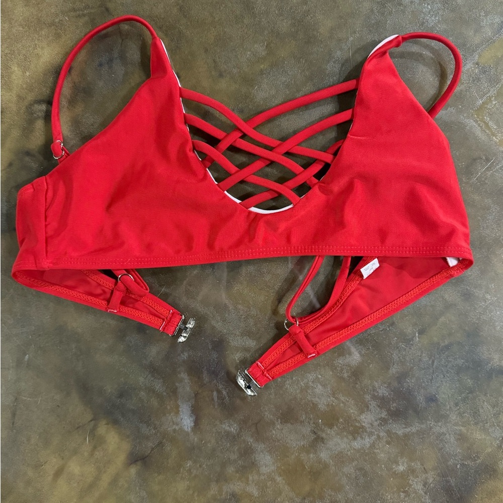 Red Strappy Bikini Top